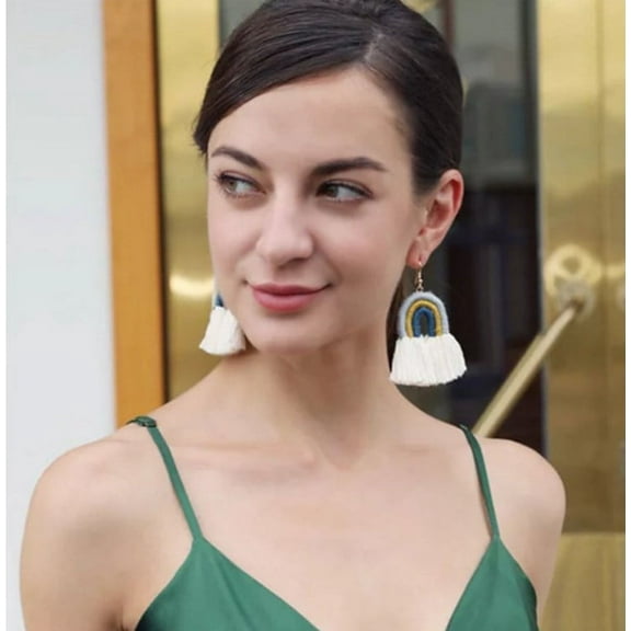 KEINXS 2 Pieces Bohemian Fringe Statement Dangle Drop Earrings -Layered Tassel Earrings