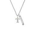thumbnail image 2 of Delight Jewelry Silvertone Large Initial - T - Silvertone Courage Strength Wisdom Honesty Bar Charm Necklace, 23", 2 of 4