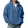 thumbnail image 2 of Mens Hoodies Pullover Quarter Zip Long Sleeve Drawstring Waffle Knit Hooded Sweatshirt with Pocket, 2 of 4