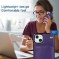 thumbnail image 5 of SaniMore for iPhone 14 6.1" 2022 Case with Back Zipper Wallet Flip Kicktsand Crossbody Shoulder Strap Retro PU Leather Wear-resistant Shockproof Anti-drop Cover for Grils for iPhone 14, Purple, 5 of 9
