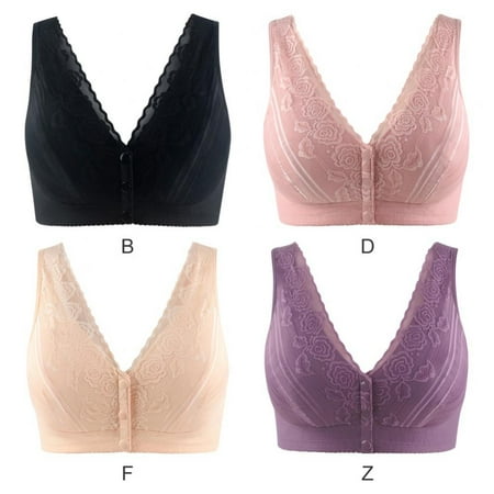 

Xmarks Soft Cotton Bras for Women Wirefree Plus Size Front Closure - Wide Shoulder Straps Oversized Full-Coverage Wirefree Bra for Everyday Wear(4-Packs)