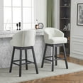 thumbnail image 3 of GDF Studio Elegant 360° Swivel Bar Stools with Button-Tufted Backrest & Solid Wood Frame, Set of 2, Black+Beige, 3 of 13