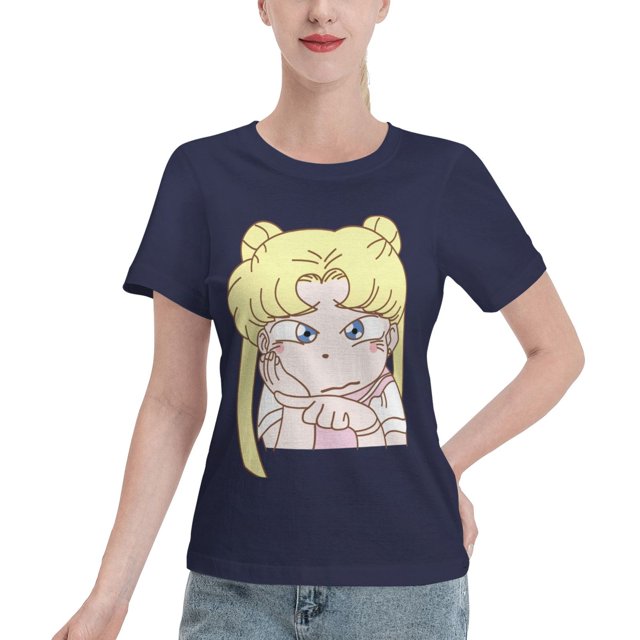 T-Shirt Basique à Manches Courtes pour Femmes Sailor Moon Q Edition Tsukiha