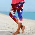thumbnail image 2 of qelini Patriotic Legging like Us Flag for Women Plus Size Capris Elastic Waist Print Ankle Pants Workout Tights, 2 of 5