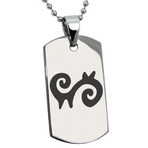 Stainless Steel Aztec Energy Rune Engraved Dog Tag Pendant Necklace