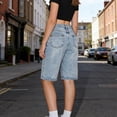 thumbnail image 5 of Yourumao Jean Shorts for Girl Cargo Bermuda Shorts Distressed Elastic Waist Denim Pants Baggy Summer Vacation Shorts with Pockets 13-18Y, 5 of 9