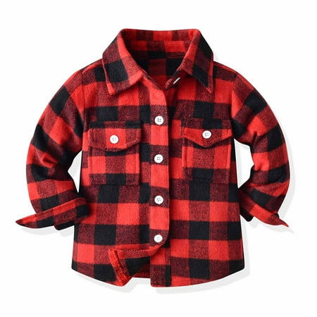 

Toddler Boy Clothes Juebong Toddler Flannel Shirt Jacket Plaid Long Sleeve Lapel Button Down Shacket Kids Boys Girls Shirts Coats Fall Tops Red 2-3 Years