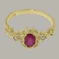 thumbnail image 6 of LBG British Made 14k Yellow Gold Natural Ruby & Cultured Pearl Womens Trilogy Ring - 33 size options - Size 5.25, 6 of 8