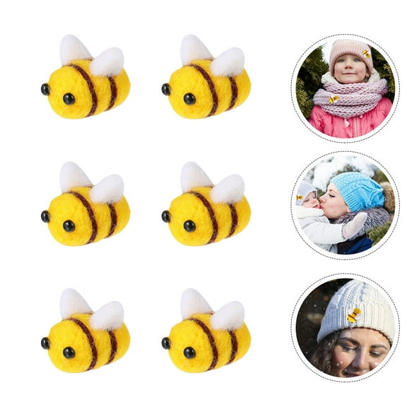 MIPCASE 6Pcs Miniature Felt Bee Crafts Assorted Color Bee Embellishments for Kids Birthday