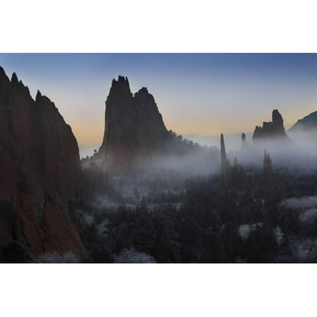 Colorado, Colorado Springs. Morning Fog in Garden of the Gods Park Print Wall Art By Don