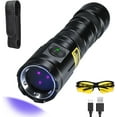 thumbnail image 2 of UV 365nm Light Blacklight High Power, 20W Ultraviolet Flashlight USB-C Rechargeable with Black Mirror, 3 LEDs Mini Woods Lamp for Dog/Cat Urine Detector, Anti-counterfeiting Identification, 2 of 4