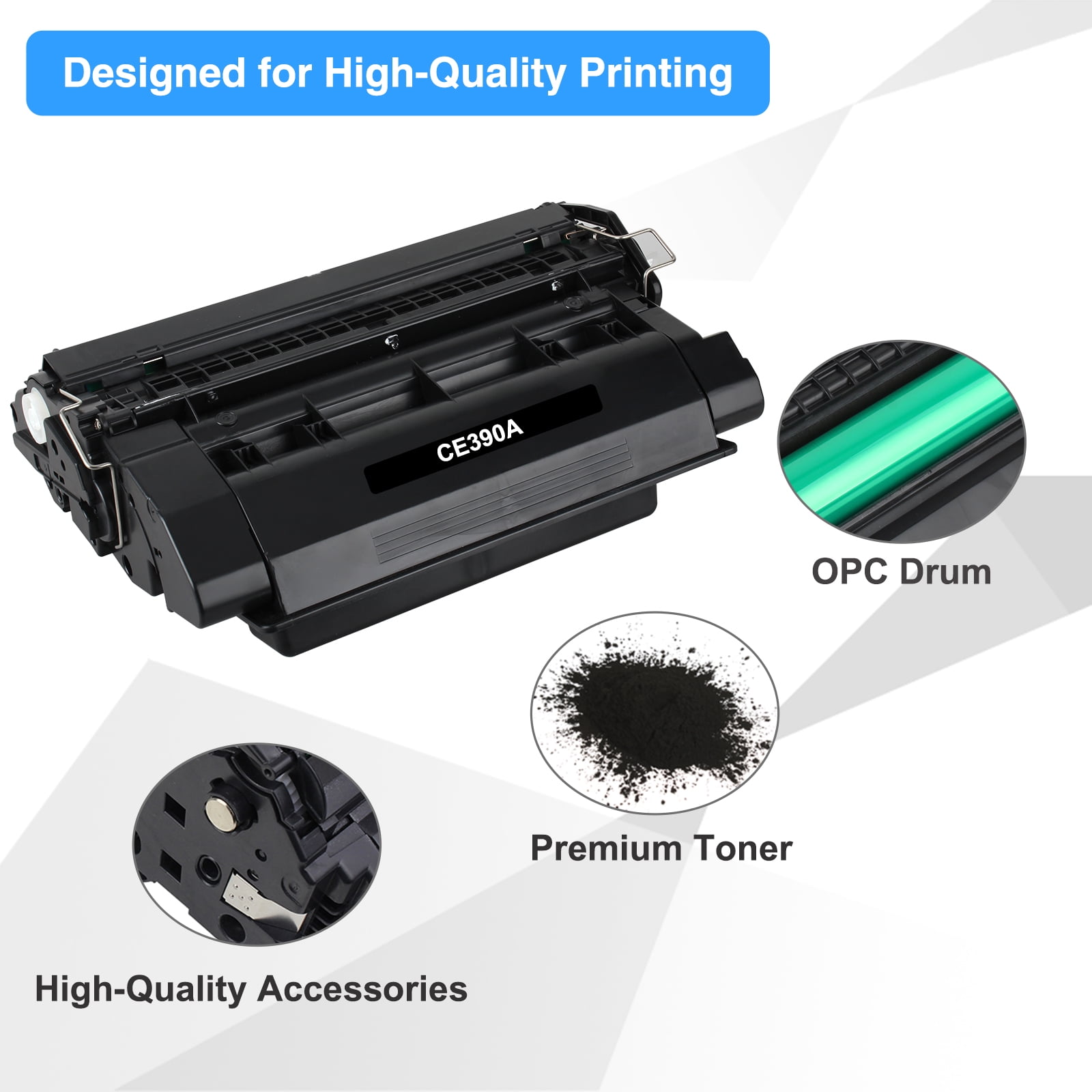 90A Toner Cartridge 2-Pack Compatible for CE390A 90A 90X CE390X Work with Laserjet Enterprise 600 M601 M602 M603 M4555 M4555f MFP Printer Ink (Black)