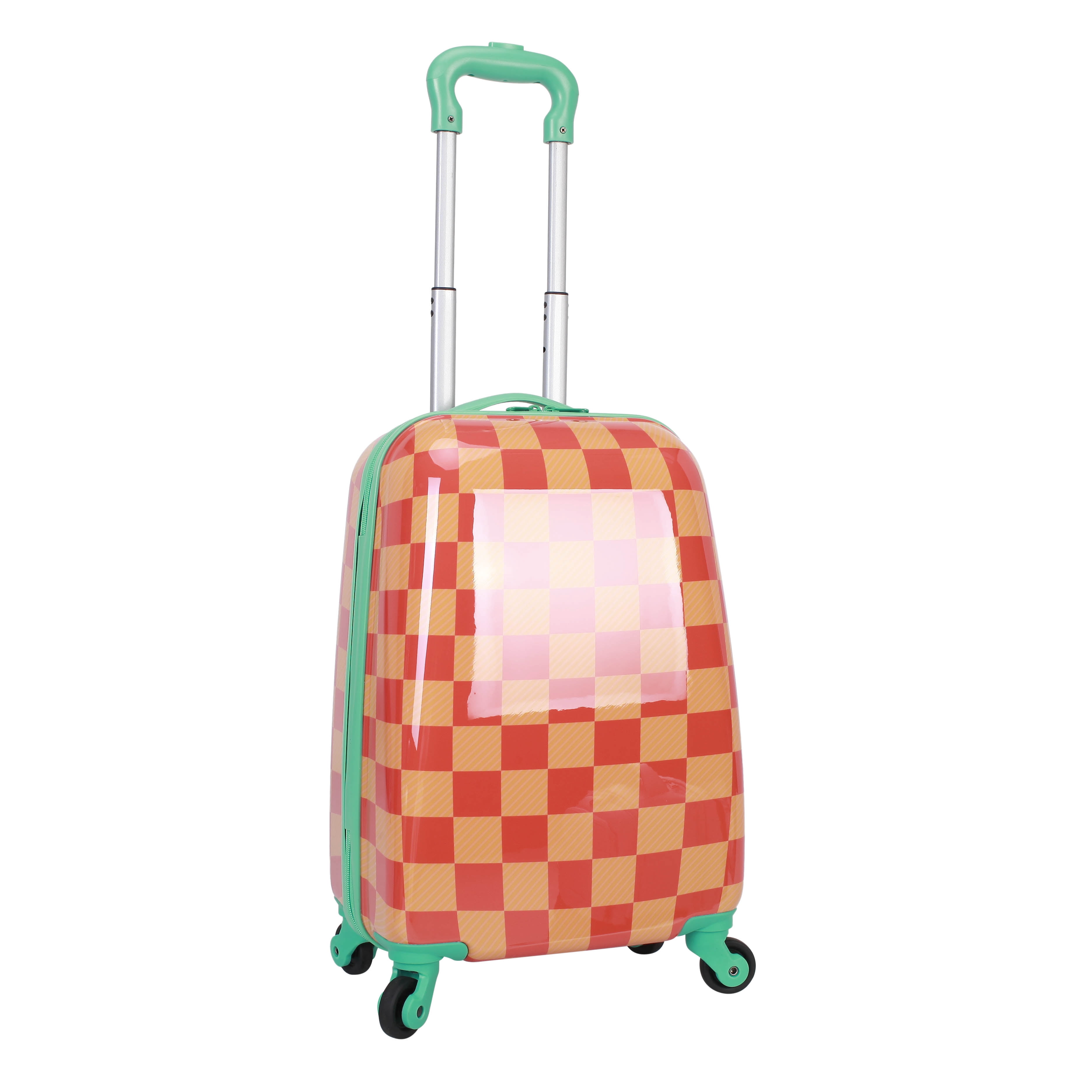 CRCKT Kids Girl 21" Checker Hardside Carry-on Luggage With 360 Spinner Wheels, Exotic Orange, Orange Check