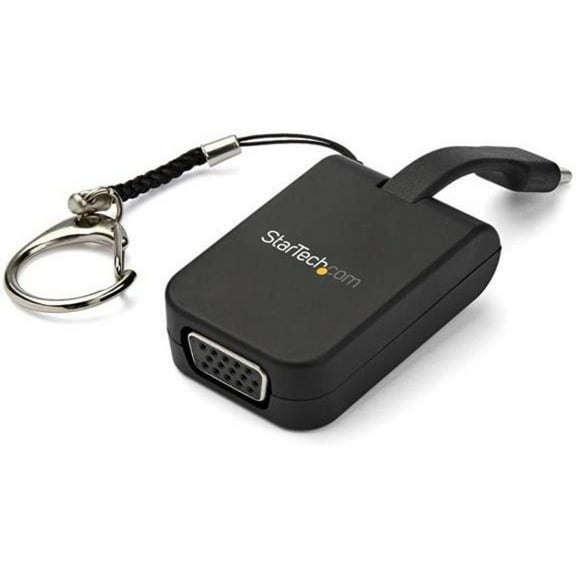 StarTech.com Compact USB C to VGA Adapter, 1080p Active USB Type-C to VGA Display Converter w/ Keychain Ring, Thunderbolt 3 Compatible