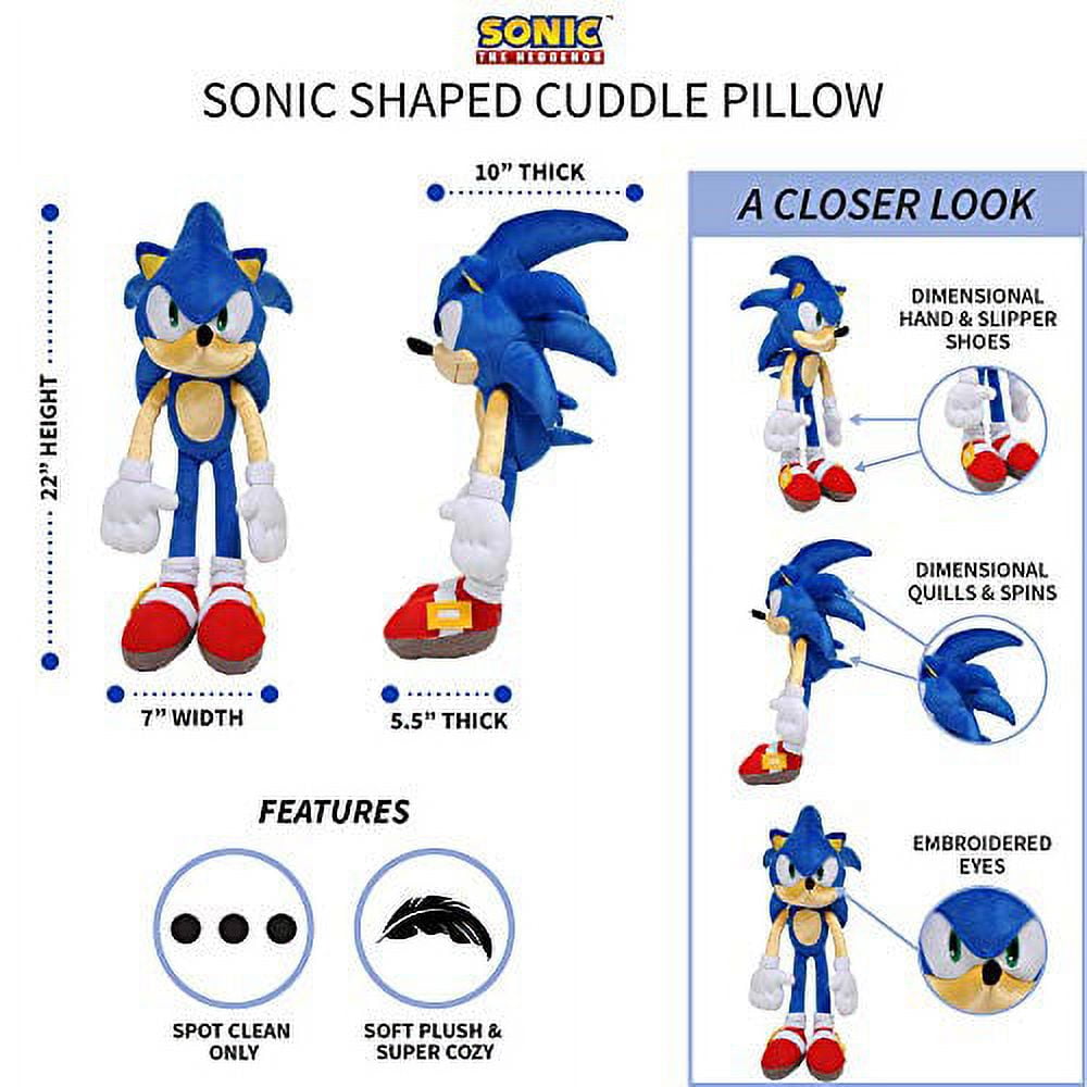Franco Kids Bedding Super Soft Plush Cuddle Pillow Buddy, One Size, Sonic The Hedgehog