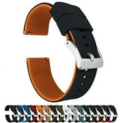 22mm Black/Pumpkin Orange - Barton Elite Silicone Watch Bands - Quick Release - Choose Strap Color & Width