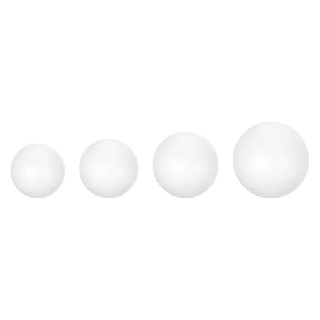Uxcell 4 Size White Polystyrene Solid Foam Balls for Crafts Decoration ...