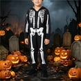 thumbnail image 2 of BOOMNY Halloween Unisex Boys Girls Flannel Pajamas Jumpsuit Hallowmas Skeleton Graphic Long Sleeve Hooded Pjs Jumpsuit Cozy Warm Loungewear Homewear, 2 of 4
