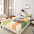 thumbnail image 4 of Homewish Geometric Stripes Circle 3pcs Twin Sheet Sets for Female Men Teens,Vintage Aesthetic Twin Fitted Sheet,Abstract Geometric Breathable Flat Sheet,Breathable Home Decor, 4 of 7