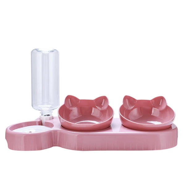 Methold Cuenco antiderrames especial para comida de perros con salida de agua con cuenco antiderrames dividido para comida para gatos, Suministros para gatos Rosa