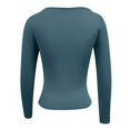 thumbnail image 4 of Womens Shirts Crewneck Solid Crop Top Slimming Long Sleeve Crop Tops Blue Size XS, 4 of 5