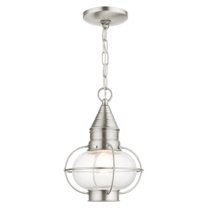 26910-91 Livex Lighting Newburyport - 1 Light Outdoor Pendant Lantern in Bohemian Style - 8.75 Inches wide by 11.75 Inches high-Brushed Nickel Finish