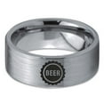 thumbnail image 2 of Tungsten Beer Bottle Cap Band Ring 8mm Men Women Comfort Fit Gray Flat Cut Brushed Polished, 2 of 4