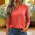 thumbnail image 4 of Fmbrln Women's 3/4 Length Sleeve Tops Stripe Crew Neck T Shirts Fall Casual Loose Soft Shirts Red 4XL, 4 of 4