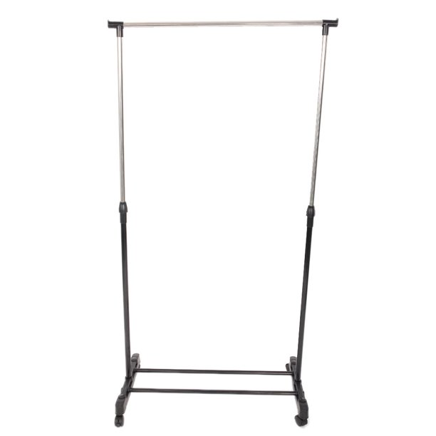 Hanging Cloths Rack Single Rod Rolling Garment Rack Movable Adjustable Height Clothing Drying Hanging Hanger Shoes Clothes Rack Walmart Com Walmart Com