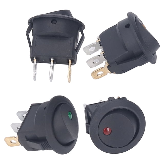 Interrupteur à Bascule LED 12V, Interrupteur de Puissance Rond 3 Broches 2 Positions Installation Facile pour Automobiles RVs