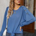 thumbnail image 3 of Contrast Button Shoulder Detail Sweater Blue X-Large, 3 of 4