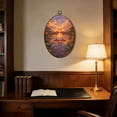 thumbnail image 5 of Oval Framed Wall Art Pair Sunset Lake Mirror Reflection Tropical Flowers Dramatic Sky Canvas Wall Art Oval Vintage Wall Decor Prints Hanging Decor for Home Bedroom Living Room Office 8"x11.4", 5 of 7