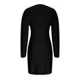 thumbnail image 5 of Lovskoo Women's Sweater Mini Dress 2025 Casual Fashion V Neck Solid Dress Cutout Long Sleeve Knitting Sweater Dress Black, 5 of 9