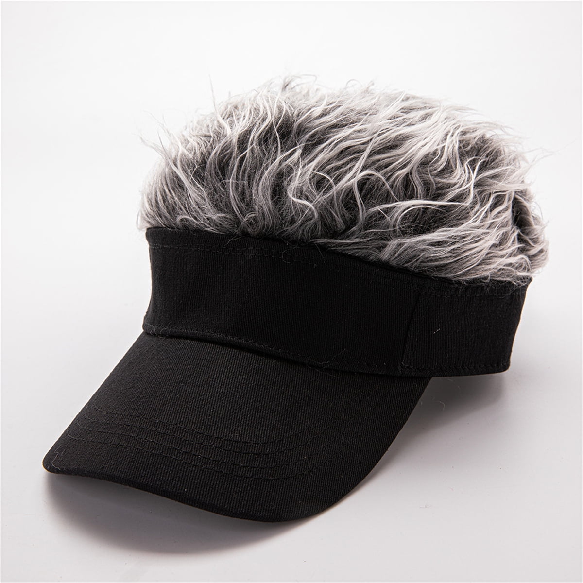 Men's Flair Hair Sun Visor Cap With Fake Hair Wig Baseball Peaked Hat
