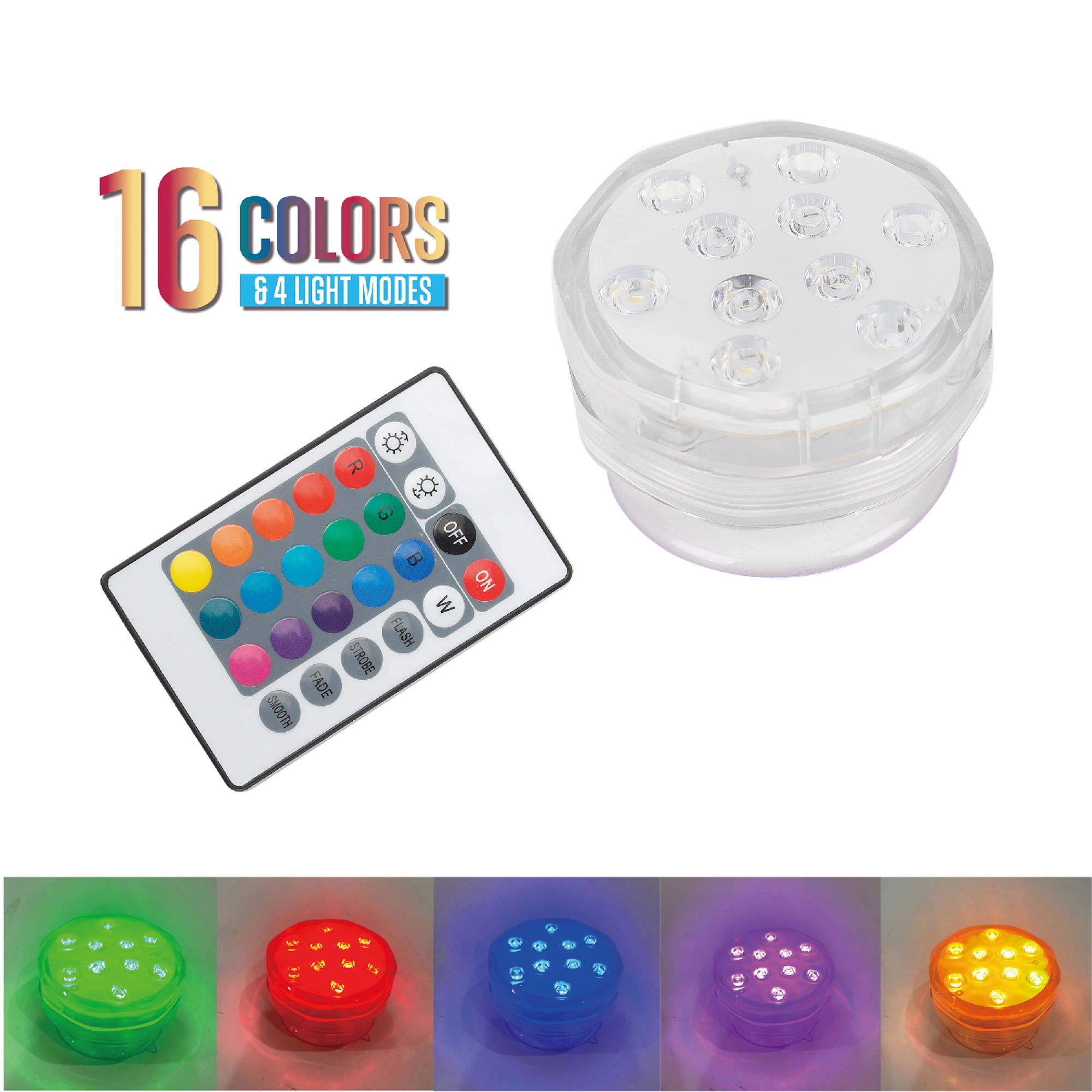 EverBrite 50-Lumen LED Color Changing Waterproof Puck Light with Remote and Batteries, 7501
