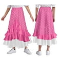 thumbnail image 6 of Doomiva Kids Girls Polka Dots Layered Ruffle Flamenco Skirt Spanish Folklorico Gypsy Full Circle Belly Dance Skirt Hot Pink 12, 6 of 6