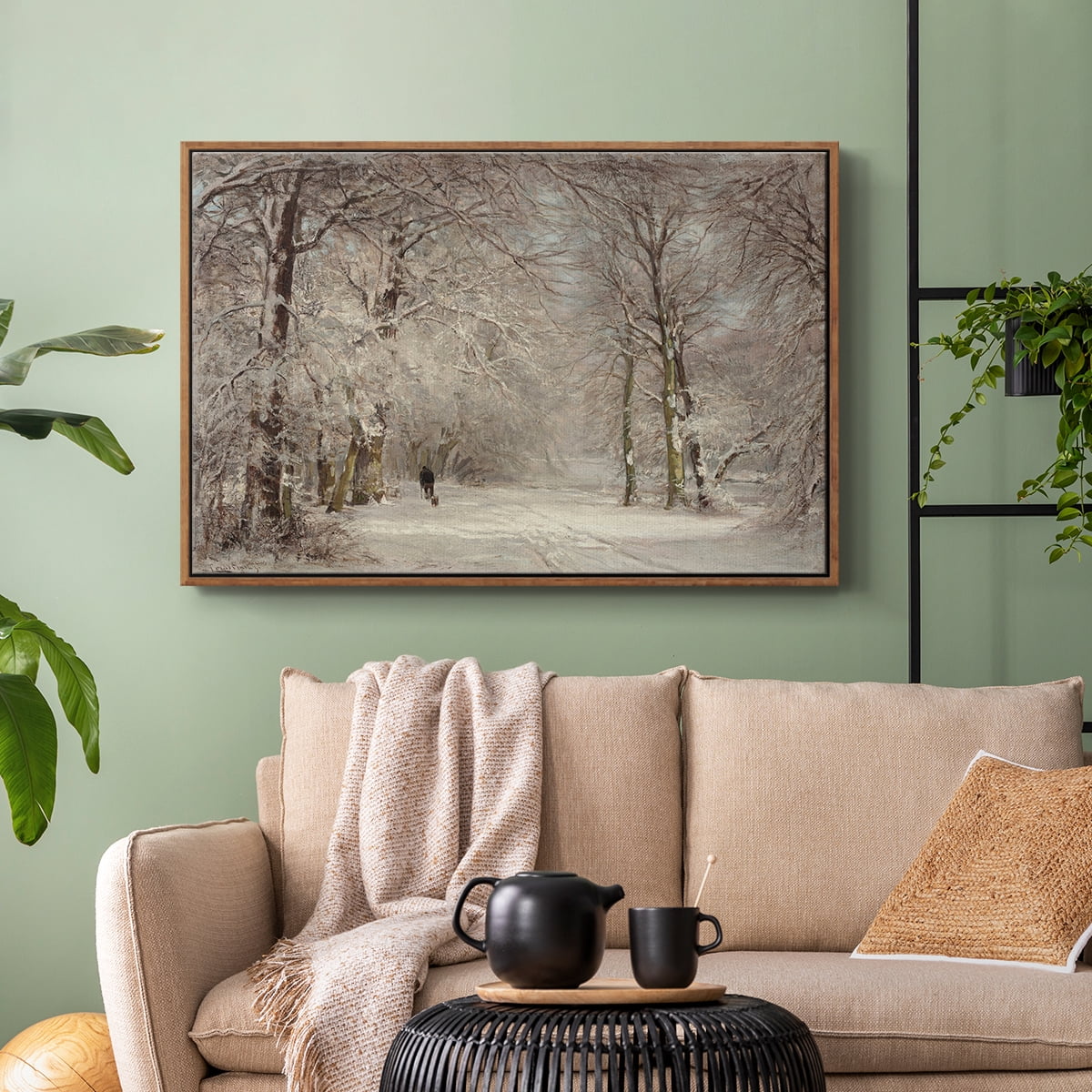 Vintage Landscape-CCLXXX By Wexford Home Framed in Walnut Wood Gallery Wrapped Canvas 25 in. x 37 in.