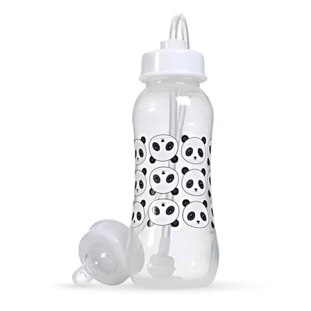 Hands-Free Baby Bottle - Anti-Colic Nursing System 9 oz Baby Bottle with Fast Flow Nipple/Teat 3m  with Tube Straw Feeding System for Toddler (1 Pack - Panda)