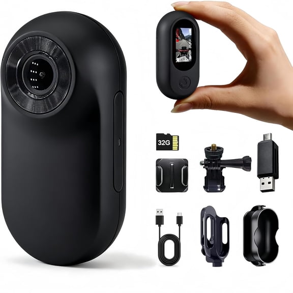 Mini Body Camera with 32GB Memory Card, Mini Action Camera, 26g Portable Camera, Versatile POV Camera for Motorcycle, Outdoor, Bicycle