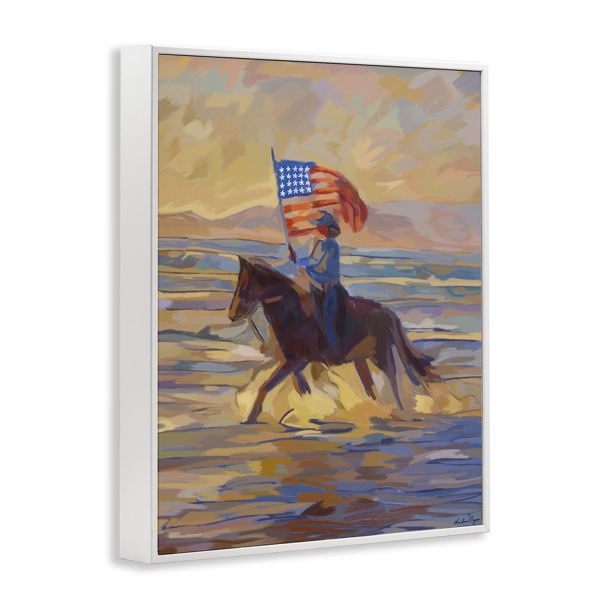 Stupell Industries American Cowgirl Abstraction White Framed Giclee Art, design by Amelia Noyes
