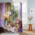 thumbnail image 4 of Shower Curtain Oil Painting Floral Shower Curtains for Bathroom Decor, Waterproof Polyester Shower Curtain Set with Hooks, Small Stall Size 36" x 72" Spring Flower, 4 of 9