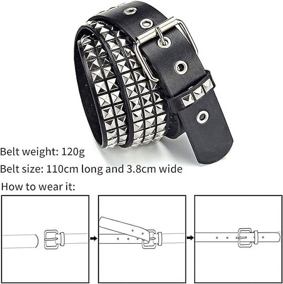 Nvzi Punk Leather Belt,Women Men Goth Pyramid Studded Square  display picture 1