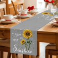 thumbnail image 5 of Sunflowers Cotton Linen Table Runner for Dining Kitchen, Spring Summer Bees Yellow Floral Grey Wedding Outdoor Party Tablerunners Decoration, Dresser Scarf Coffee Tablecloth Runners 13x90 Inches, 5 of 9