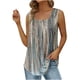 thumbnail image 2 of ICHUANYI Clearance Women's Summer Casual Tank Tops Loose Fit Pleated Sleeveless Tops(Silver, L) ICHUANYI WER2023080912943, 2 of 5