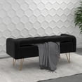 thumbnail image 4 of Modern Velvet & Metal Storage Ottoman/Bench in Black & Gold Leg, 4 of 7