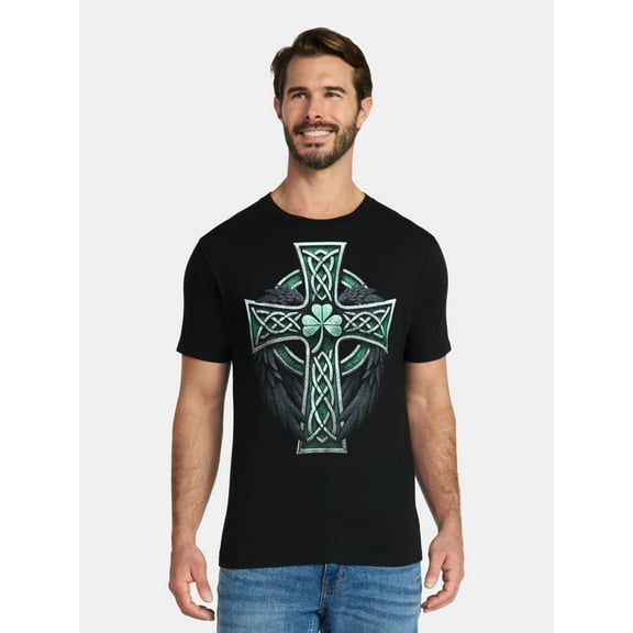 St. Patrick's Day Men's Graphic Tee Celtic Cross from Way to Celebrate, Sizes XS-5XL