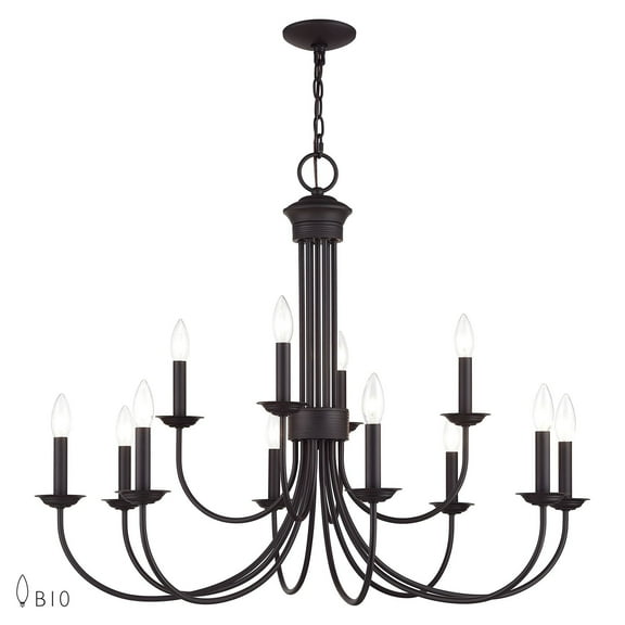 Livex Lighting - Estate - 12 Light Large 2-Tier Chandelier-29 Inches Tall and 36