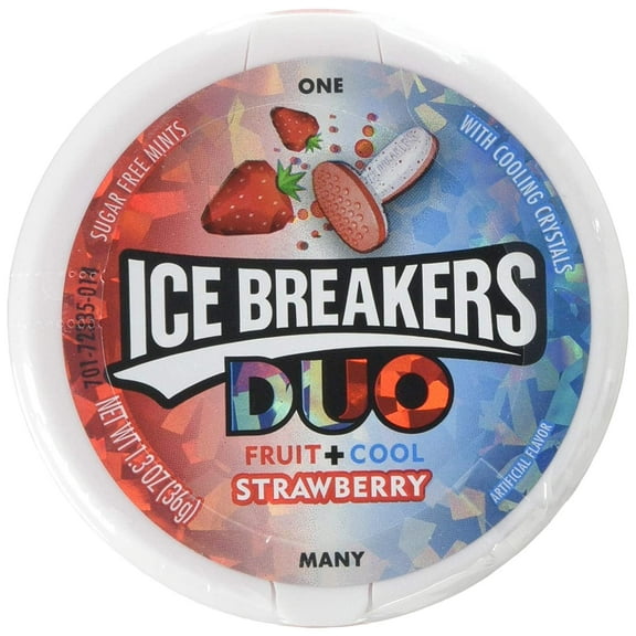 ICE BREAKERS Duo Sugar Free Mints, Strawberry, 1.3 Ounce, Pack of 8