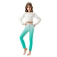 thumbnail image 2 of Meresysid Girls Athletic Leggings Kids Dance Running Yoga Pants Gradient Workout Active Dance Tights with Pockets Summer Pants Green 3-4 Years, 2 of 7