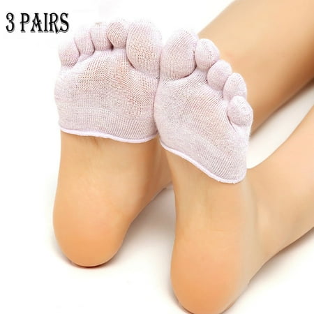 

3 Pairs Women Invisible Yoga Sport Non Slip Toe Socks Half Grip Heel Five Finger Socks